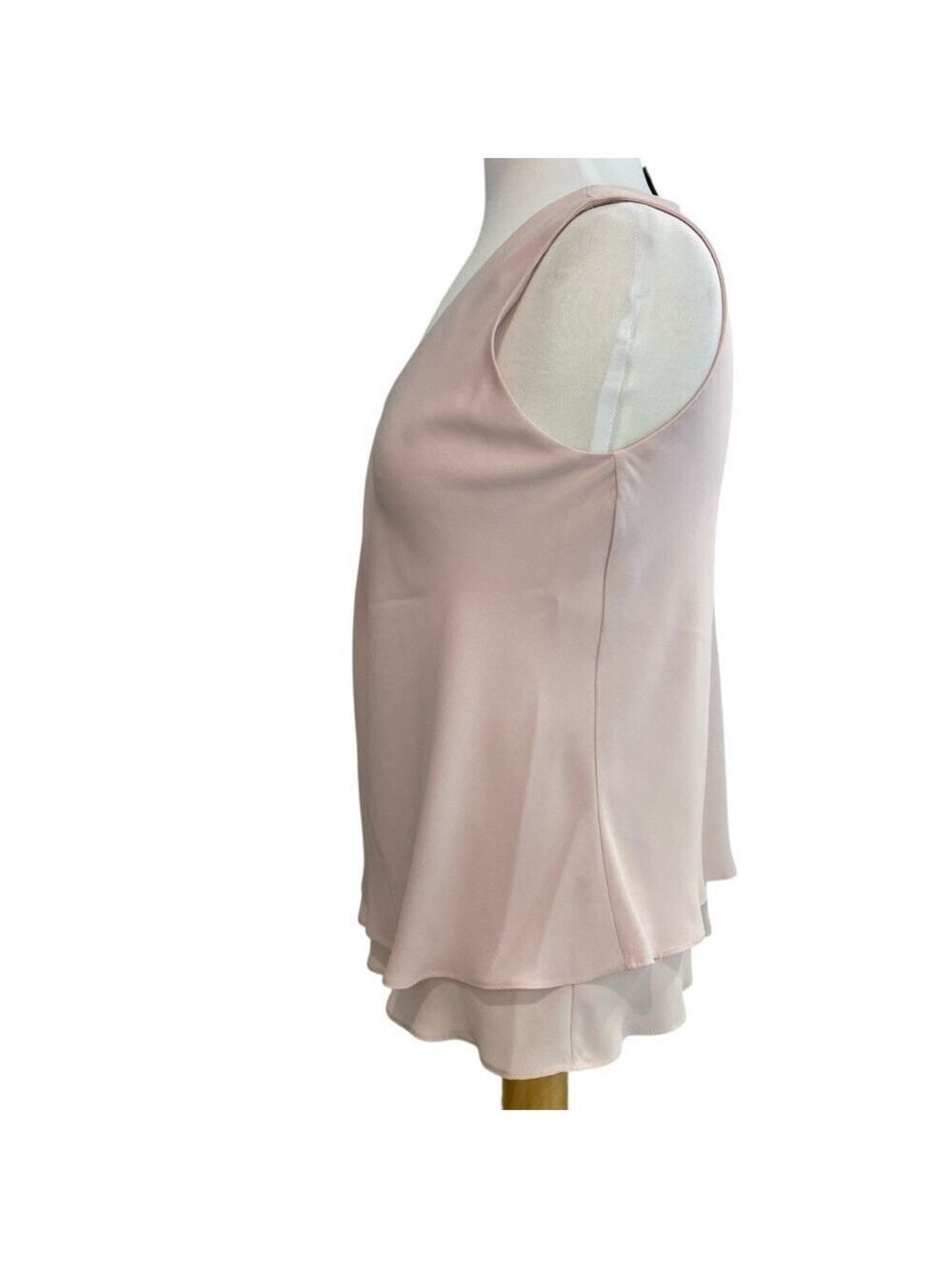 Frank Lyman Designer flowy chiffon top powder pink sleeveless V neckline size 2 - Picture 6 of 14